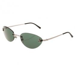Pre Owned Chanel Black 4003 Rimless CC Aviators
