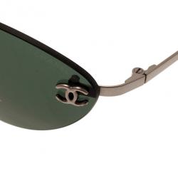 Pre Owned Chanel Black 4003 Rimless CC Aviators