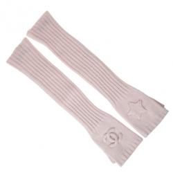 Chanel Fingerless Gloves Light Pink Crochet and Lambskin - Klueles