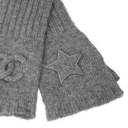 Pre Owned Chanel Grey Cashmere Fingerless Elbow Gloves