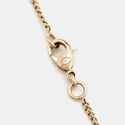 Pre Owned Chanel CC Crystals Faux Pearl Gold Tone Necklace