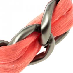 Pre Owned عقد شوكر شانيل سلسلة قماش وردي معقودة