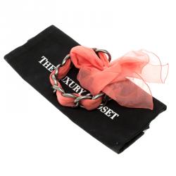 Pre Owned عقد شوكر شانيل سلسلة قماش وردي معقودة