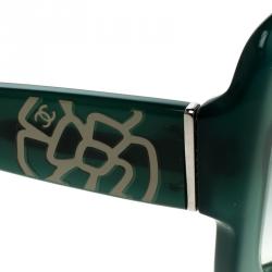 Pre Owned Chanel Green 5249 Camellia Print Sunglasses