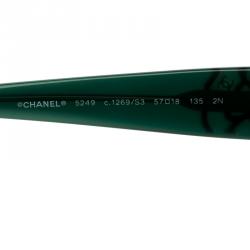Pre Owned Chanel Green 5249 Camellia Print Sunglasses