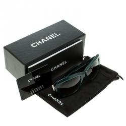 Pre Owned Chanel Green 5249 Camellia Print Sunglasses