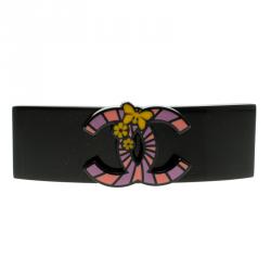 Pre Owned Chanel Black CC Multicolor Hair Clip Barrette