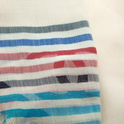 Pre Owned وشاح شانيل ألماس حواف شراشيب تفاصيل مخططة حرير كشمير بيج فاتح