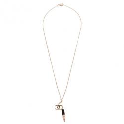 مملوكة مسبقًا Chanel CC Lipstick Charm Necklace