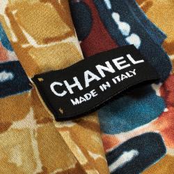 مملوكة مسبقًا بندنة شانيل حرير طباعة موزياك وكاميليا أبستراك متعددة الألوان