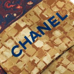 Pre Owned Chanel Multicolor Mosaic and CC Logo Print Silk Bandeau
