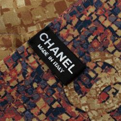 Pre Owned Chanel Multicolor Mosaic and CC Logo Print Silk Bandeau