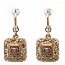 Pre Owned Chanel CC Resin & Gold Tone Drop Earrings