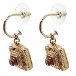 Pre Owned Chanel CC Resin & Gold Tone Drop Earrings