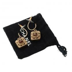 Pre Owned Chanel CC Resin & Gold Tone Drop Earrings