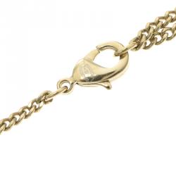 مملوكة مسبقًا قلادة شانيل سلسلة دلاية لون ذهبي كريستال CC