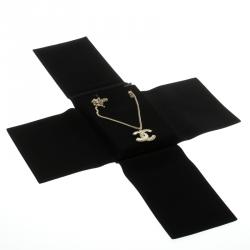 مملوكة مسبقًا قلادة شانيل سلسلة دلاية لون ذهبي كريستال CC