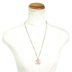 مملوكة مسبقًا Chanel CC Logo Pink and White Stripes Large Pendant Necklace