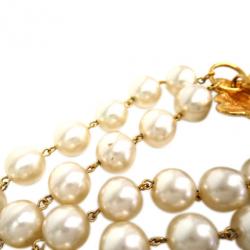 مملوكة مسبقًا Chanel Vintage Faux Pearls Gold Tone Choker Necklace
