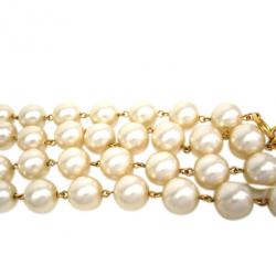 مملوكة مسبقًا Chanel Vintage Faux Pearls Gold Tone Choker Necklace