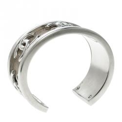 Pre Owned سوار شانيل CC مفتوح فضي اللون