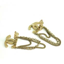 مملوكة مسبقًا Chanel CC Logo Dangling Chains Gold-Plated Earrings