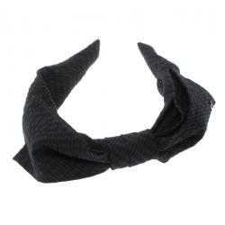 Pre Owned Chanel Navy Blue and Black Bow Detail Head Band