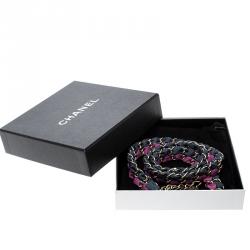 Pre Owned حزام شانيل CC قماش ثنائي اللون مخزول سلسلة ذهبية