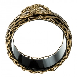 Pre Owned سوار عريض شانيل CC راتنج وباسكيتويف ذهبي اللون