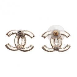 مملوكة مسبقًا Chanel CC Logo Gold Tone Earrings