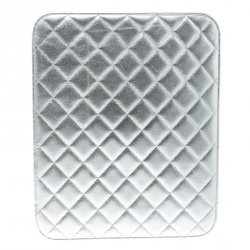 Pre Owned Chanel Silver Quilted Leather IPad Case