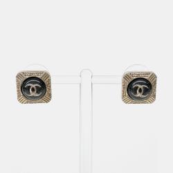 Pre Owned Chanel CC Black/Gold Earrings