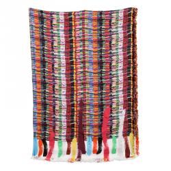مملوكة مسبقًا Chanel Multicolor Printed Silk Fringed Edged Scarf