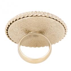 Pre Owned Chanel Pink Round Logo Large Ring Size 53