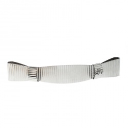 Pre Owned Chanel CC Textured Double Bow Silver Tone Barrette Hair Clip