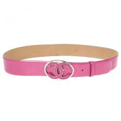 Pre Owned Chanel CC Logo Pink Leather Belt 90 CM