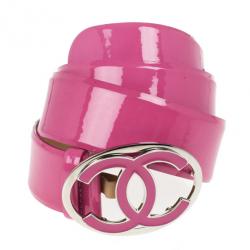 Pre Owned Chanel CC Logo Pink Leather Belt 90 CM