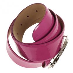 Pre Owned Chanel CC Logo Pink Leather Belt 90 CM