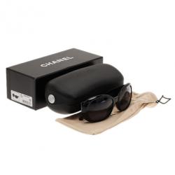 Pre Owned Chanel Black 5113 Flower Detail Sunglasses