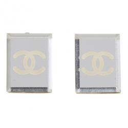 مملوكة مسبقًا Chanel CC Rectangular Mirror Stud Earrings