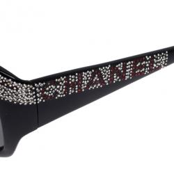 مملوكة مسبقًا Chanel Black Crystal Rectangle Sunglasses
