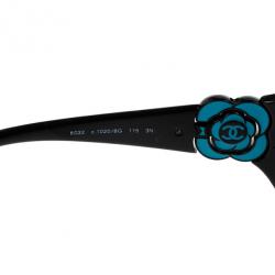 مملوكة مسبقًا Chanel Vintage Black Camelia Shield Sunglasses