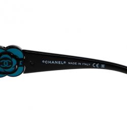 مملوكة مسبقًا Chanel Vintage Black Camelia Shield Sunglasses