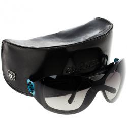 مملوكة مسبقًا Chanel Vintage Black Camelia Shield Sunglasses