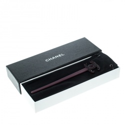 Pre Owned Chanel CC Crystal Purple Resin Hair Pick Accessory
