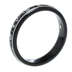 Pre Owned Chanel CC Black Crystal Embellished Wood Bangle Bracelet