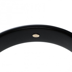 Pre Owned Chanel CC Black Crystal Embellished Wood Bangle Bracelet