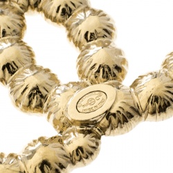 Pre Owned Chanel CC Faux Pearl Gold Tone Pin Brooch