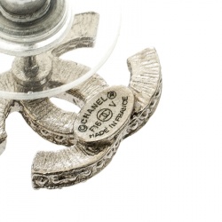 مملوكة مسبقًا Chanel CC Crystal Silver Tone Mini Stud Earrings