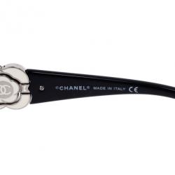 مملوكة مسبقًا Chanel Vintage Black Camelia Shield Sunglasses